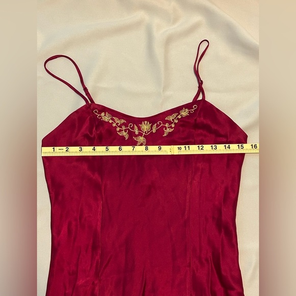 Vintage Victoria’s Secret 100% Silk Golden Embroidered Mini Slip Dress - S - Picture 10 of 11